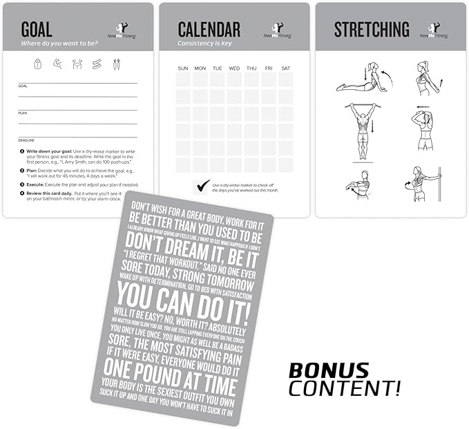NewMe Fitness Dumbbell Workout Cards, Instructional Fitness Deck for Women & Men, Beginner Fitness Guide to Training Exercises at Home or Gym (Dumbbell, Vol 1)
