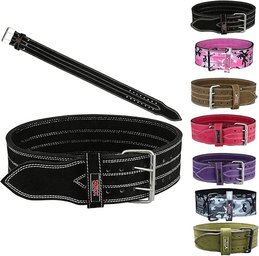 MRX Powerlifting Leather Belt 4" Wide 10mm Thickness 2 Prong