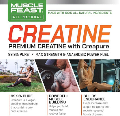 Muscle Feast Creapure Creatine Monohydrate Powder, Vegan Keto Gluten-Free, All Natural No Artificial Ingredients, Citrus Sunrise, 300g