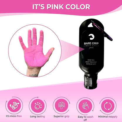 Pink Liquid Chalk for Weightlifting, Gymnastics, Rockclimbing, All Activities, Sweat Resistant for Superior Grip
