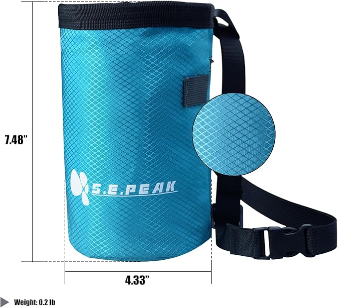 Chalk Bag for Rock Climbing, Chalk Bag with Zippered Pocket,Climbing Chalk Bag,Side Drawstring Closure for Rock Climbing Weight Lifting Gymnastics Workout,Blue