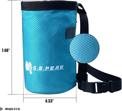 Chalk Bag for Rock Climbing, Chalk Bag with Zippered Pocket,Climbing Chalk Bag,Side Drawstring Closure for Rock Climbing Weight Lifting Gymnastics Workout,Blue
