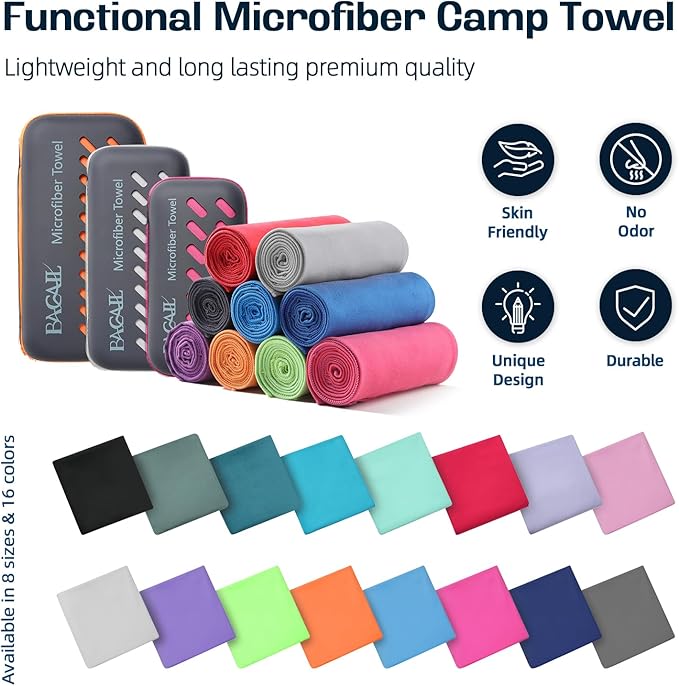 BAGAIL Camping Towel with EVA Case