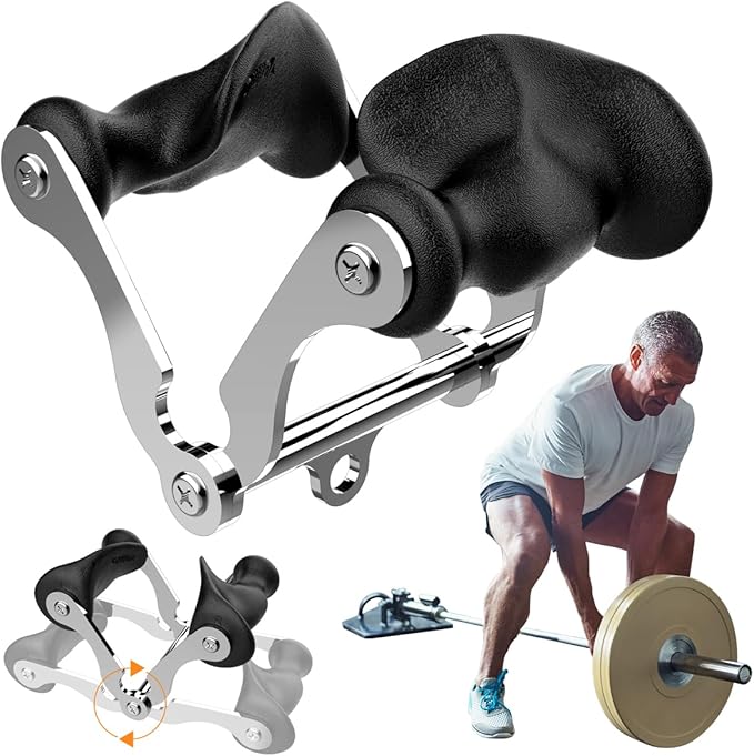 V Bar T-Bar Row Landmine Handle Attachment for Barbell Bars, Solid Mine Double D Row Handle Grips with Non-Slip Rubber Grips, T-Row Attachment for Olympic Strength Training Bars