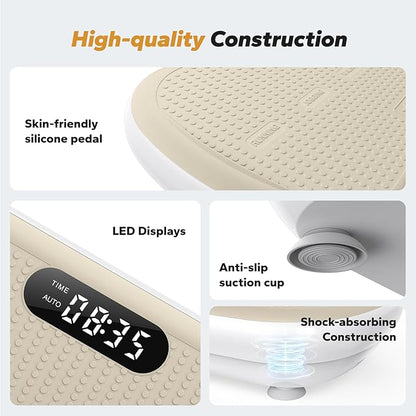 MERACH Vibration Plate Exercise Machine, Vibration Plate 440 Lbs Capacity, Bluetooth and Silicone Pedal, Stimulate Deep Fat, Vibration Plate for Lymphatic Drainage, Vibrating for Weight Loss