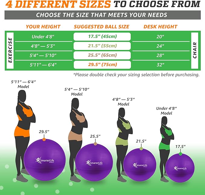 SmarterLife Workout Exercise Ball for Fitness