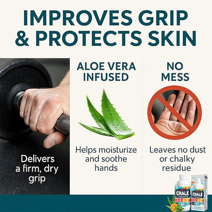 AloeGrip Liquid Chalk – 5 oz Grip Enhancer with Aloe Vera, Citrus & Mint Scent – Quick-Dry, Low Residue, Long-Lasting – for Gymnastics, Weightlifting, Rock Climbing, Cheerleading