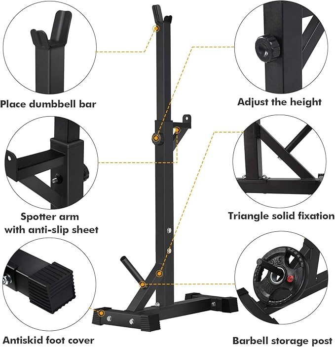 BangTong&Li Squat Rack Stand,Barbell Rack,Bench Press Rack Stand Home Gym Adjustable Weight Rack 550Lbs