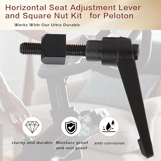 Exercise Bike Horizontal Seat Adjustment Lever and Square Nut Kit for Peloton Seat Lever Replacement Handle Parts