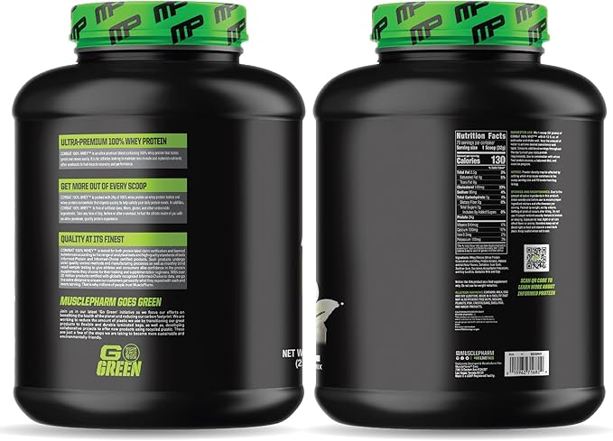 MusclePharm Combat 100% Whey Protein Powder, Vanilla Flavor, Fast Recovery & Muscle Gain with Whey Protein Isolate, High Protein Powder for Women & Men, Gluten Free, 5 lb, 70 Servings