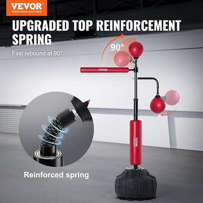 VEVOR Boxing Speed Trainer, Punching Bag with Stand, Reflex Boxing Bag for Teens & Adults, Height Adjustable Free Standing Strike Bag Set with Gloves, Workout Speed Bag for Home Gym Training