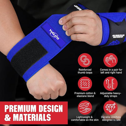 Wrist Wraps for Weightlifting-21" Lifting Wrist Straps for Weightlifting,Weight Lifting Wrist Wraps with Thumb Loop,Breathable Wrist Brace, Avoid Injury and Maximize Grip for Men & Women Powerliftin