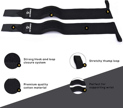 Wrist Wraps for Weightlifting - USPA & IPL Approved 18" Gym Wrist Support with Thumb Loop - Heavy Duty Lifting Wrist Straps for Fitness, Workout, Powerlifting, & Bodybuilding (Pair)