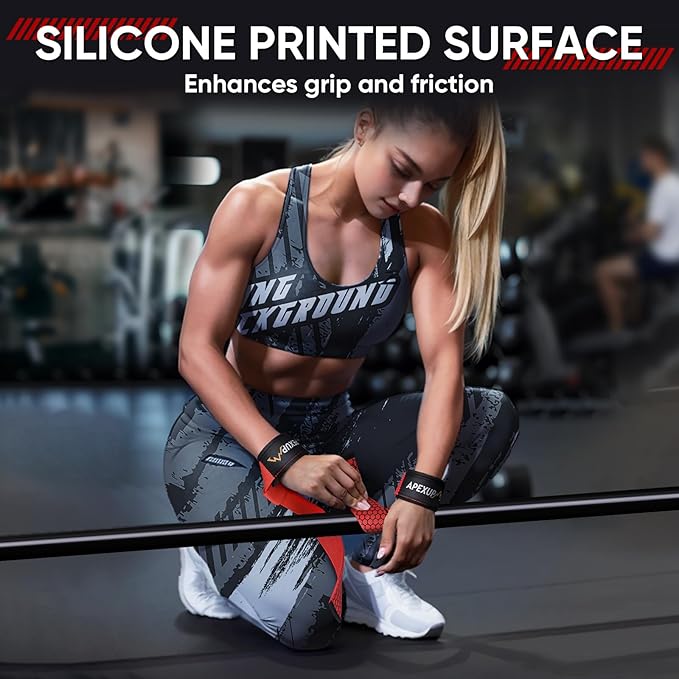 APEXUP Weight Lifting Straps for Weightlifting, Lifting Wrist Straps Gym, Deadlift Straps, Anti Slip Silicone and Neoprene Padded Weightlifting Straps Men Women Powerlifting, Strength Training