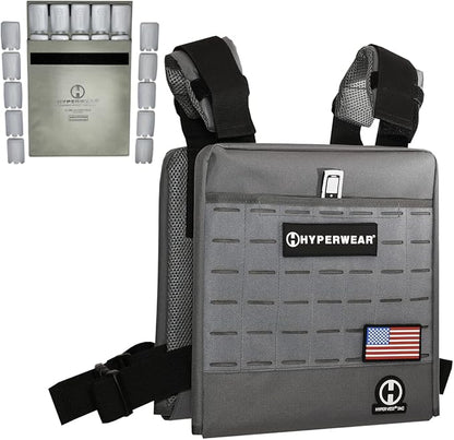 Hyperwear Hyper Vest TAC - Rucking Vest for Men and Women, Adjustable Weighted Vest for Strength Training, Endurance, and Fitness Workouts - Flexible Weight Plates (20-60 lbs)