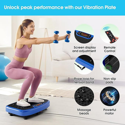 Vibration Plate Exercise Machine for Lymphatic Drainage,Softgym Power Vibrate Stand Shake Board 400 Lbs Capacity Whole Body Workout Waver with Fitness Resistance Bands Weight Loss Gifts for Women Men