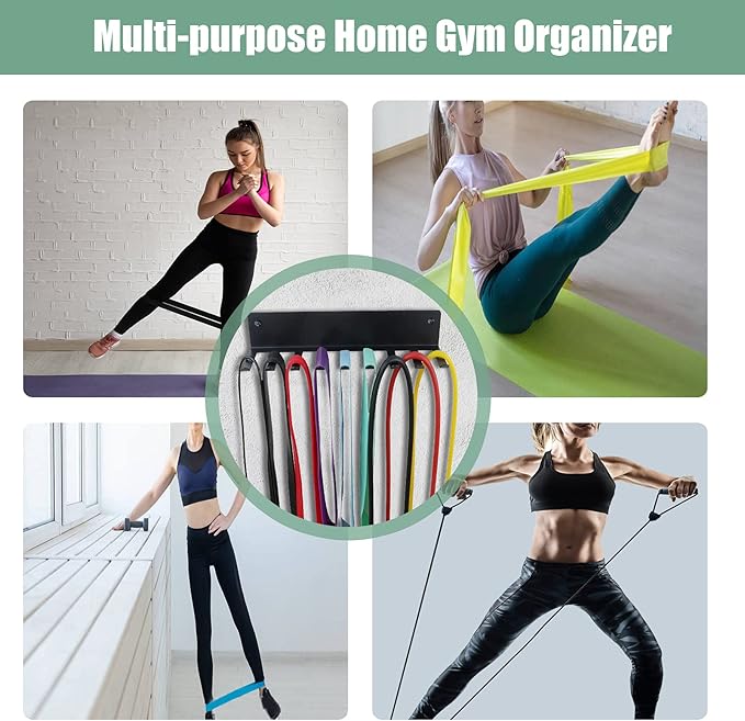 Multi-Purpose Storage Rack for Resistance Bands, Straps, Jump Ropes, Foam Rollers, Chains, Weight Belts, Tools - Heavy Duty, Fitness Bands Rack