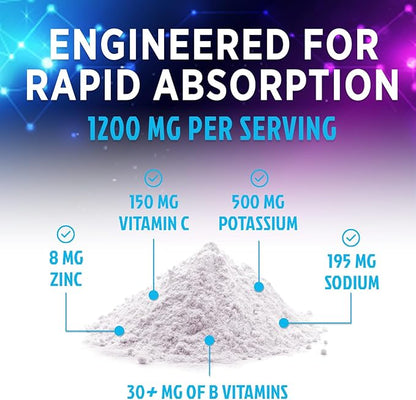 Hydration Replenisher Daily Electrolyte Drink Mix – Hydration Powder for Rapid Hydration with 6 Electrolytes & Minerals, Zero Sugar, Keto, Vegan, Non-GMO & Sugar-Free Electrolyte Powder - 60 Servings