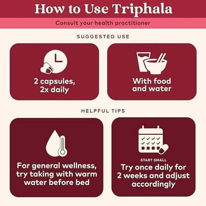 ORGANIC INDIA Triphala Capsules Organic - Herbal Supplement with Amla, Bibhitaki, Haritaki, Digestion & Colon Support, Immune System Support, Adaptogen, Vegan, USDA Certified Organic - 180 Capsules