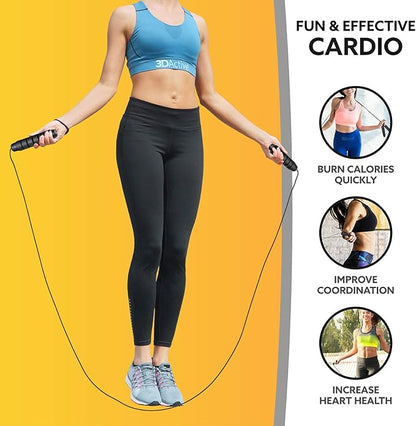 3DActive Ab Roller Wheel with Jump Rope & Knee Mat. Home Gym Exercise Equipment for Abs Workout, Core Training & Cardio Workouts.