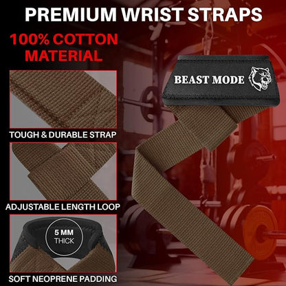 TECEUM Wrist Lifting Straps with Neoprene Padding Support – Heavy Duty Wrist Workout Straps For Men and Women – Ideal for Powerlifting, Strength Training, Bodybuilding