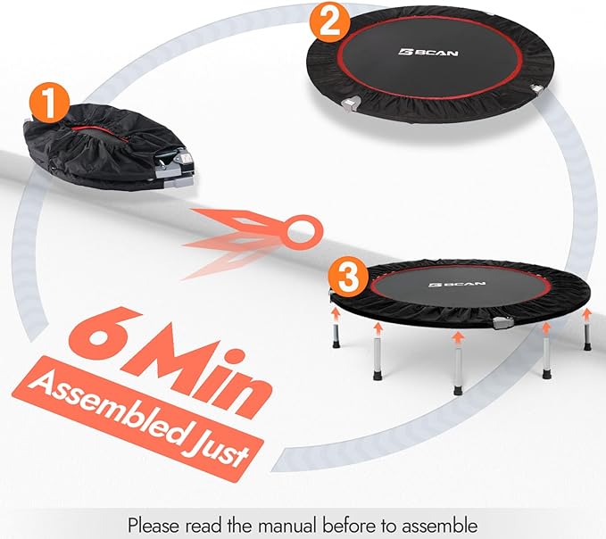 BCAN 40/48" Foldable Mini Trampoline Max Load 330lbs/440lbs