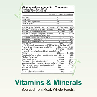 Vital Earth Minerals Super Multi 2-Pack – Liquid Multivitamins for Women, Men & Kids, Liquid Vitamins with Fulvic Acid for Better Absorption, MTHFR Support, 32 Oz Ea + 1 Oz Cup