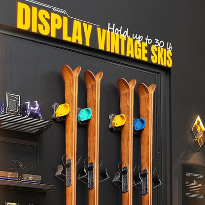 Ski & Snowboard Wall Rack for Garage - Fits Any Ski/board, Damage-Free Storage, Yellow, 6 Pack