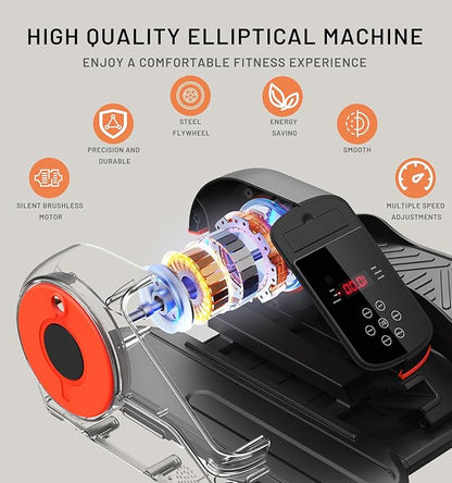 Under Desk Elliptical Machine, Ellipse Leg Exerciser for Seniors Adults with 12 Adjustable Speed, Quiet & Portable Seated Pedal Exerciser with Remote Control & Non-Slip Foot Straps
