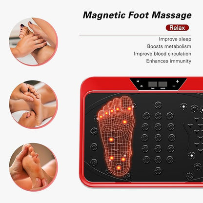 soges Vibration Plate Exercise Machine with Resistance Bands, Vibrating Plate for Lymphatic Drainage, Whole Body Vibrate Equipment, Home Fitness Workout Weight Loss Sports