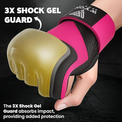 WYOX Gel Boxing Hand Wraps Inner Gloves for Men & Women, 80cm Quick Wrist Straps, Padded Knuckle Protection for Muay Thai Kickboxing, Hand Wraps for Boxing & Martial Arts