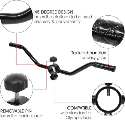 Yes4All Deluxe T-Bar Row Platform – Full 360° Swivel & Easy to Install – Fits 1” Standard and 2” Olympic Bars (8. Black - T-Bar Row Platform + Lock Jaw 1inch & 2inch)