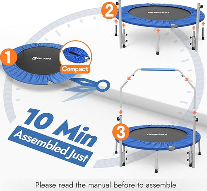 BCAN 40/48" Foldable Mini Trampoline Max Load 330lbs/440lbs