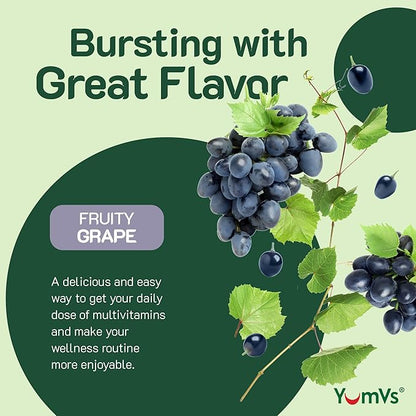 YUM-V'S YumVs Multivitamin Gummies with Iron - Grape Flavor - Vegetarian Kosher Multi Vitamins for Adults with Vitamin A C B6 B12 Biotin Zinc - No Calcium (60 Count (Pack of 2))