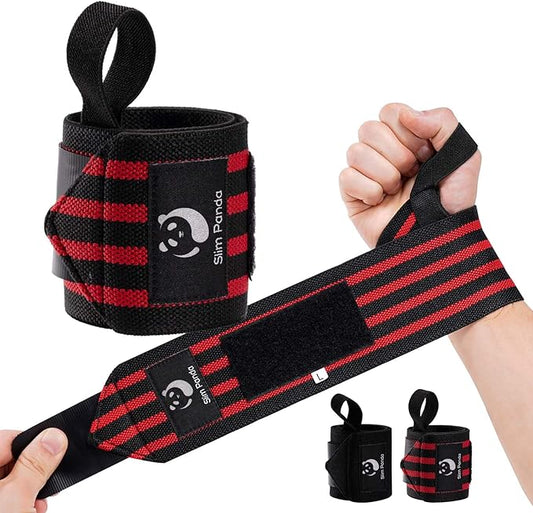 Slim Panda Weightlifting Wrist Wraps- Upgraded Wrist Support with Heavy Duty Thumb Loop for Powerlifting, Bodybuilding, and Weight Lifting Men & Women