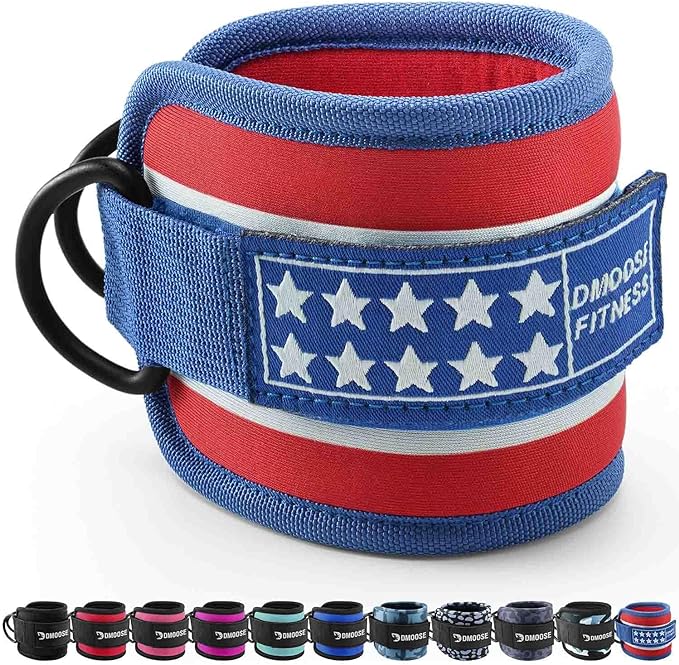 DMoose Fitness Ankle Straps for Cable Machines - One Size Fit with Premium Padding, Glute Kickback Ankle Strap for Women & Men, Cable Attachments for Gym, Booty Workouts, Leg Extension & Hip Abductors
