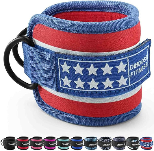 DMoose Fitness Ankle Straps for Cable Machines - One Size Fit with Premium Padding, Glute Kickback Ankle Strap for Women & Men, Cable Attachments for Gym, Booty Workouts, Leg Extension & Hip Abductors