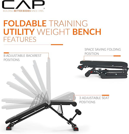 CAP Barbell Multi-Purpose Adjustable Utility Strength Training Weight Bench