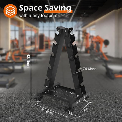 700LBS Weight Capacity Large Dumbbell Rack Stand, Premium Solid Steel A-Frame Dumbbell Rack with Optional Tray and Wheel, Weight Storage Organizer Rack for Dumbbell Set, Perfect for Home Gym Storage