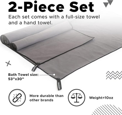 Travel Towel Fast Drying Lightweight - Microfiber Quick 2 Pack