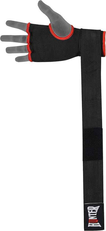 HUNTER Gel Padded Inner Gloves with Hand Wraps for Boxing, Quick Elastic Training Wraps for Men & Women, Muay Thai MMA Kickboxing Martial Arts Knuckle Wrist Protector (Pair)