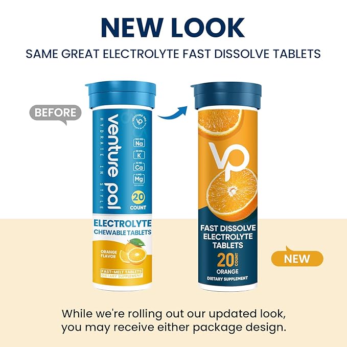 Venture Pal Chewable Electrolyte Tablets, Fast-Dissolve Sugar-Free Stick Salt Tablets - Variety Pack for Rapid Hydration, Outdoor Running, Hiking, Sports | Keto & Vegan Friendly | 80 Count (4 Pack)