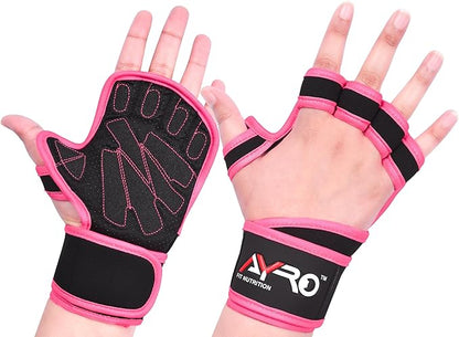 AYRO Ventilated Weightlifting Workout Gloves for Men & Women, Gym Gloves with Built-in Wrist Wraps for Men & Women-Best for Weightlifting, Gym Fitness, Hand Support & Cross Training