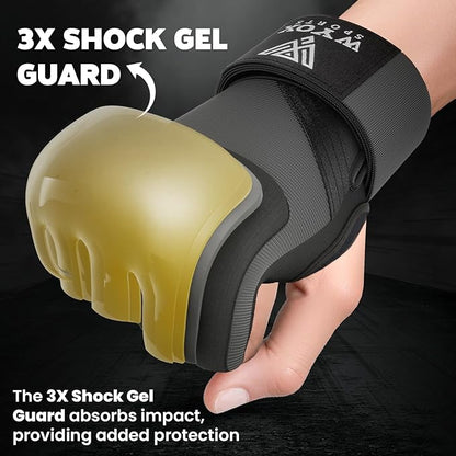 WYOX Gel Boxing Hand Wraps Inner Gloves for Men & Women, 80cm Quick Wrist Straps, Padded Knuckle Protection for Muay Thai Kickboxing, Hand Wraps for Boxing & Martial Arts