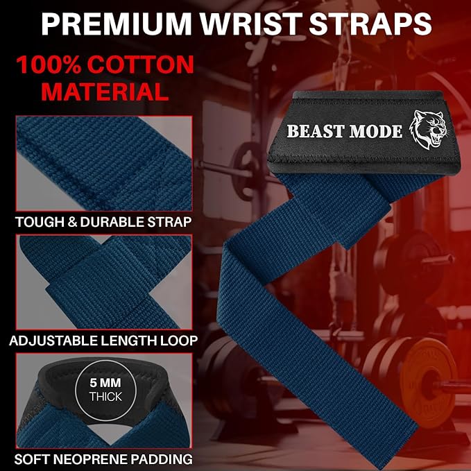 TECEUM Wrist Lifting Straps with Neoprene Padding Support – Heavy Duty Wrist Workout Straps For Men and Women – Ideal for Powerlifting, Strength Training, Bodybuilding
