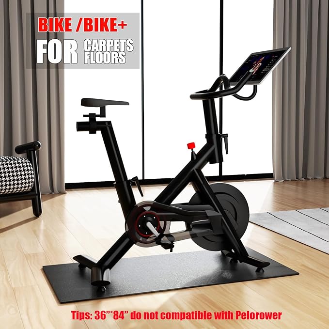 Bike Mat Compatible with Peloton Bike Elliptical Treadmill Mat 6mm Thick,