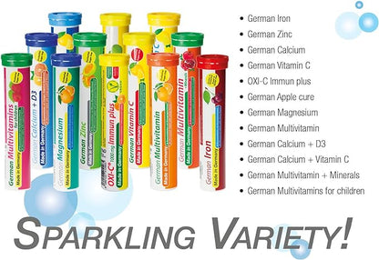 T&D Oxi C 1000 mg Vitamin C - 140 Vegan Drink Effervescent Tablets - Orange Flavor - Made in Germany