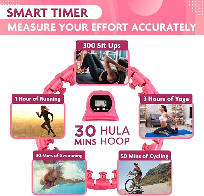 Hula Hoop Fitness Gear w/Counter - Abs Workout Exercises),Pink,FE215402020