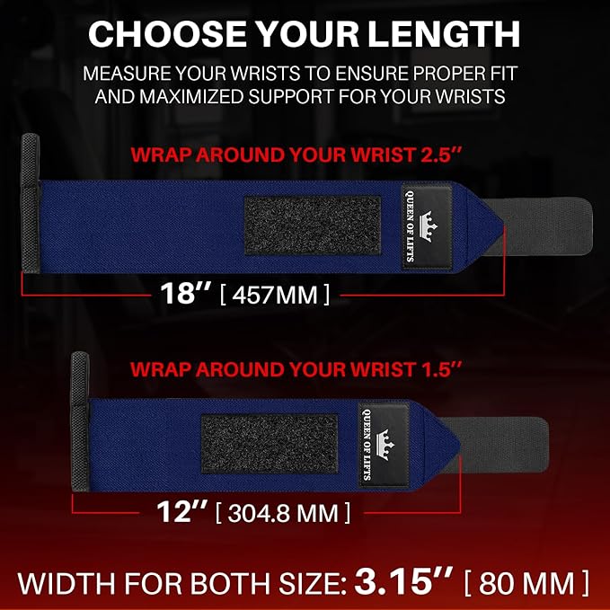 TECEUM Weightlifting 18" & 12" Wrist Wraps with Thumb Loop – Heavy Duty Wrist Workout Braces for Men and Women – Ideal for Powerlifting, Strength Training, Bodybuilding