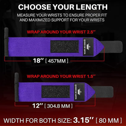 TECEUM Weightlifting 18" & 12" Wrist Wraps with Thumb Loop – Heavy Duty Wrist Workout Braces for Men and Women – Ideal for Powerlifting, Strength Training, Bodybuilding